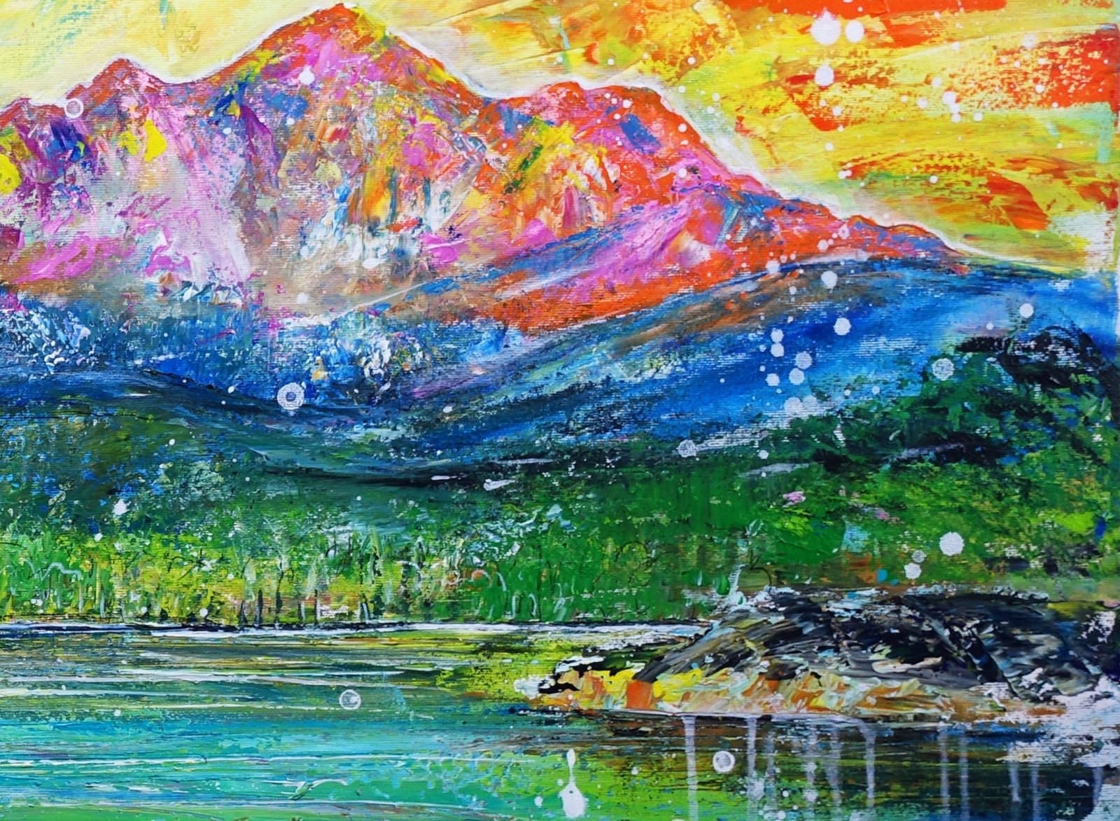 Zugspitze Eibsee abstrakt gemalt