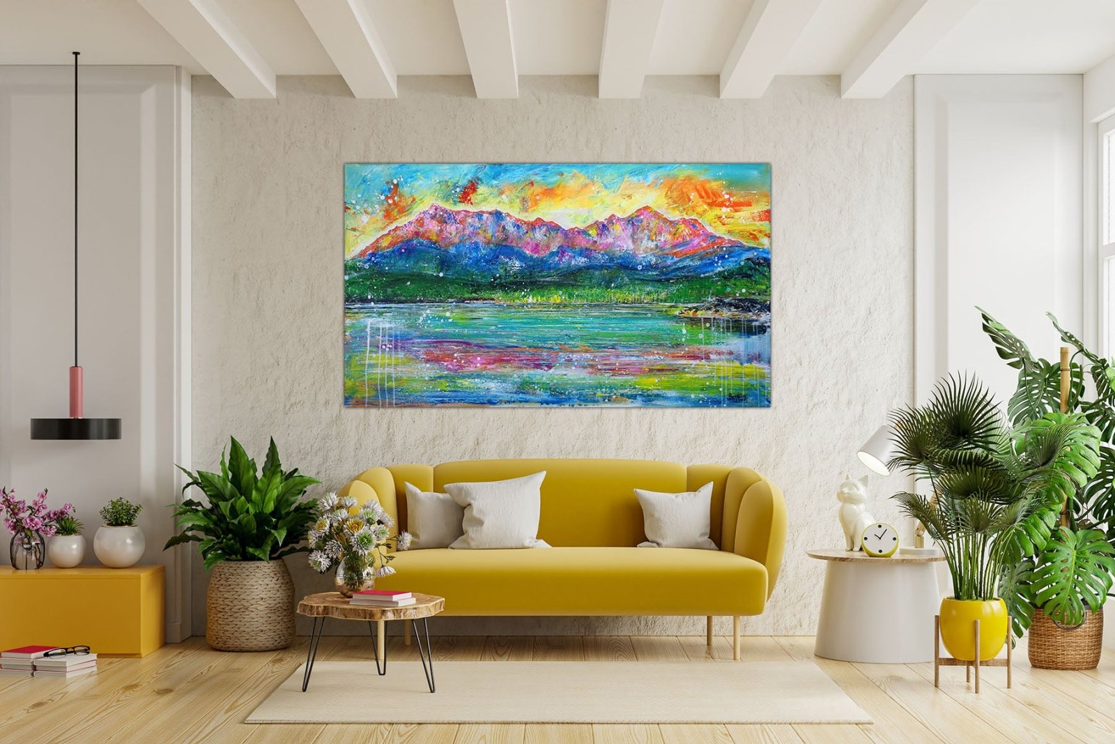 Zugspitze Eibsee Acrylmalerei Leinwand