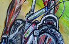 Mountainbiker Downhill Wandbild Gemaelde Unikat  Detail2