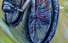 Mountainbiker Downhill Wandbild Gemaelde Unikat Detail1