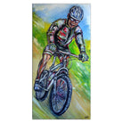 Mountainbiker Downhill Wandbild Gemaelde Unikat 60x120