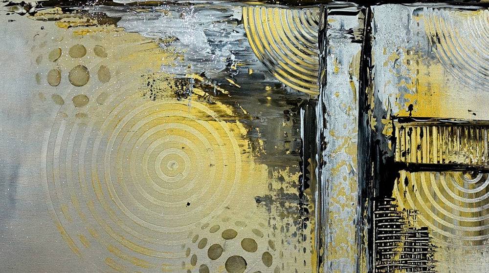 Abstraktes Bild Gemaelde Silber Gold Malerei  Detail3